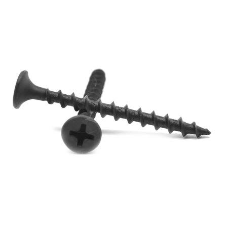 #6 x 1 1/4 inch Coarse Thread Drywall Screw Phillips Bugle Head Low Carbon Steel Black Phosphate Pk 4000