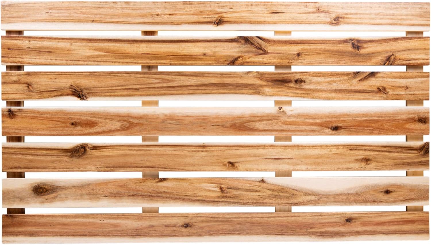 Extra Long 36 x 20 Inch Wood Shower Mat and Wooden Bath Mat, Brown Pack of 2