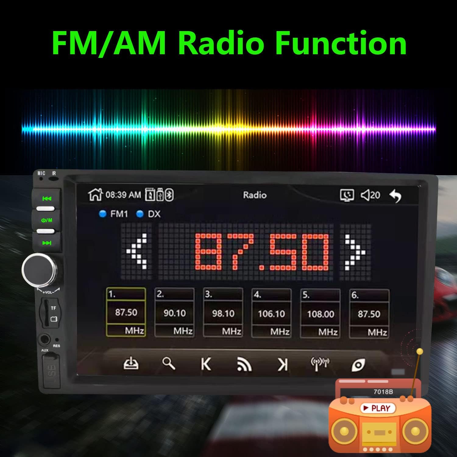 AHOUDY Car Stereo with CarPlay and Android Auto, Double Din FM/AM Car Radio with Bluetooth, Backup Camera, Mirror Link