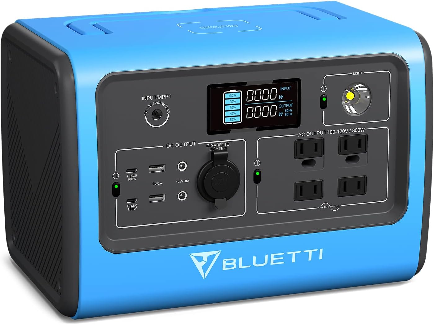 BLUETTI Portable Power Station EB70S 800W Solar Generator 716Wh LiFePo4 Battery Backup w/ 4 110V AC Outlets, 2 100W Type-C, LED Flashlight, Emergency Supply for Power Outage Camping Vanlife Off-grid