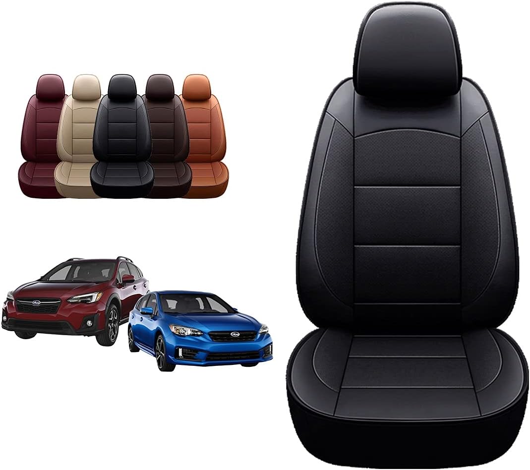 Oasis Auto 2012-2022 Impreza & Crosstrek Custom Fit Leather Seat Covers (17-22 Impreza & 18-22 Crosstrek, Black)