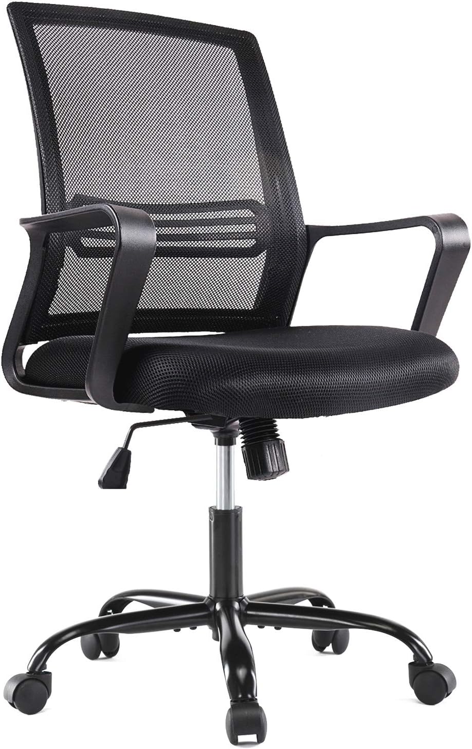 Desk Chair Ergonomic Office Chair Mesh Computer Chair, Home Office Desk Chairs with Wheels Swivel Rolling Chair Mid Back Grey Task Chair with Lumbar Support Armrests