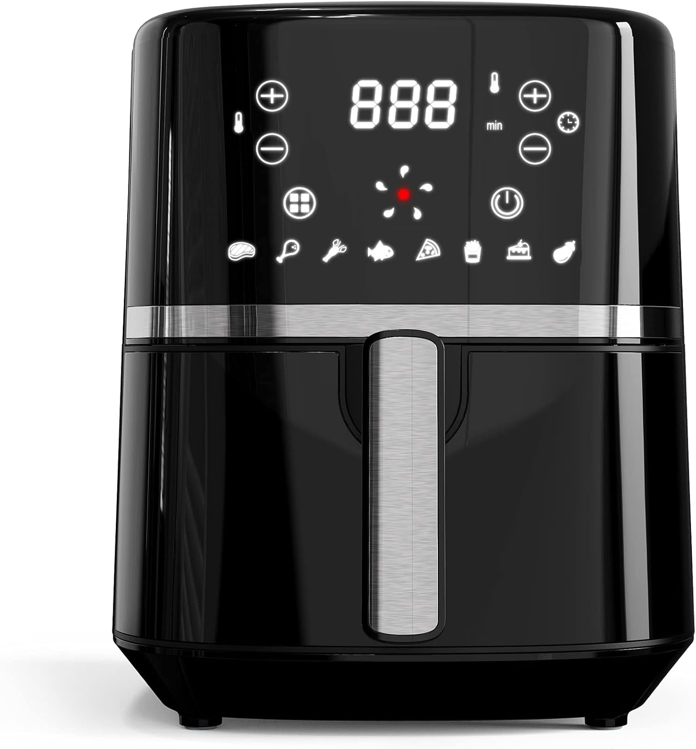 Besile Air Fryer Stainess Steel 5.0QT,LED Digital Touchscreen with 8 Cooking Presets for Broiler,Roaster,Dehydrator,Baking and Reheating,Nonstick Square Basket (1500W Black) Pack of 2