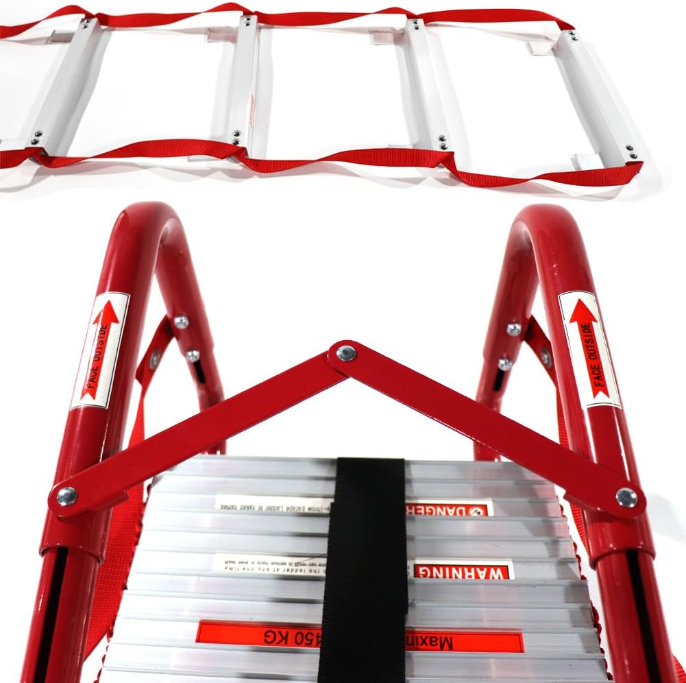 Portable Fire Ladder 2 Story Emergency Escape Ladder 15 Foot with Wide Steps V Center Support Pack of 2