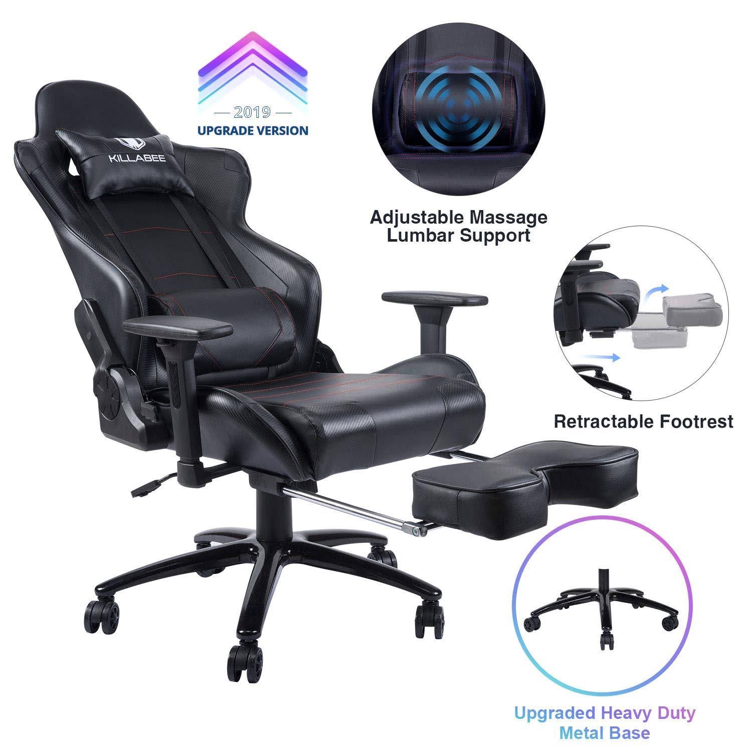 Killabee 8204 - Black Massage Gaming Chair
