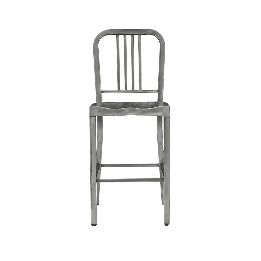 StyleWell Kipling Gunmetal Gray Metal Counter Stool with Back (16.54 in. W x 38.98 in. H)