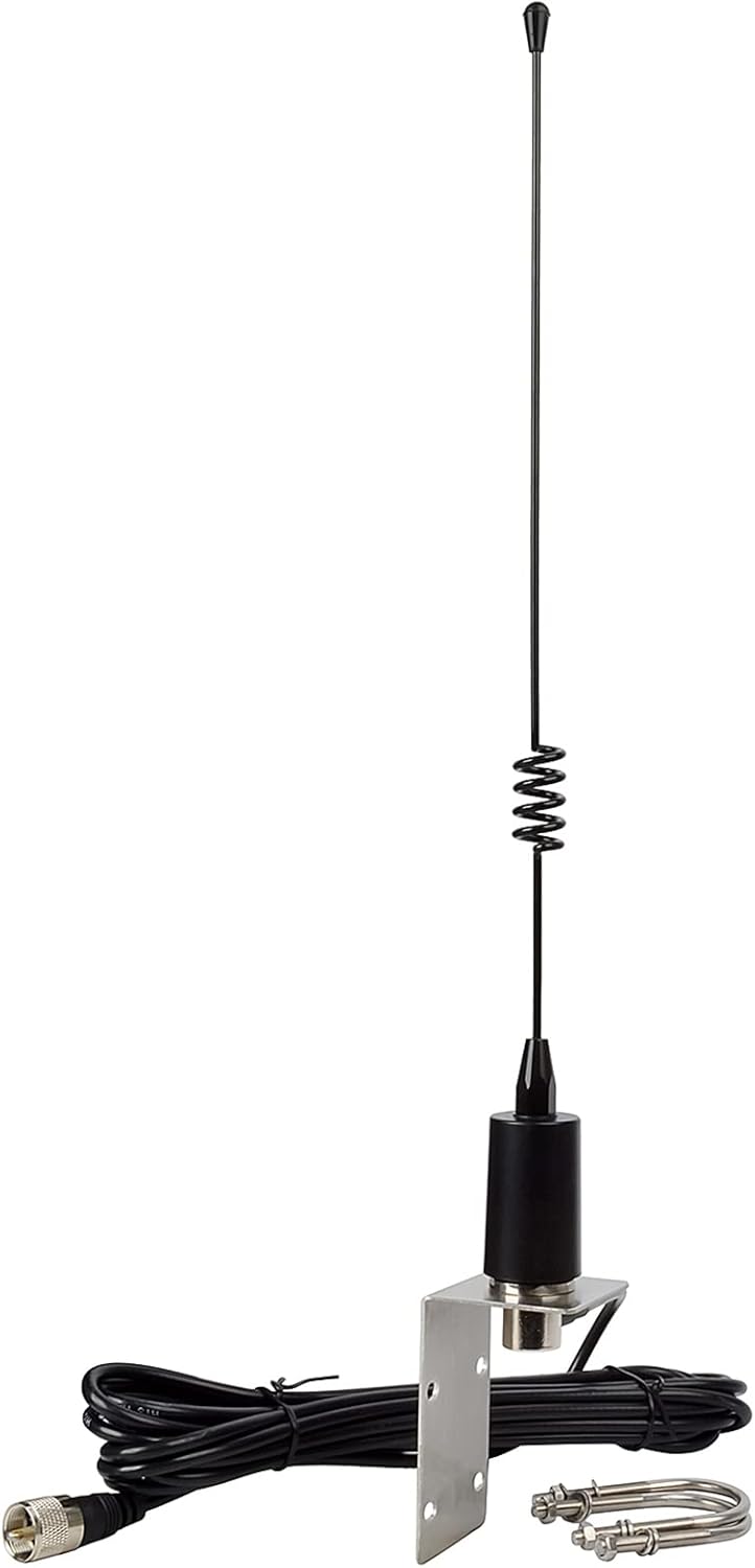 TWAYRDIO VHF Marine Antenna, 156-163MHz 50W Boat Radios Antennas with 16.4ft Coaxial Cable (SO239 to PL259 Connector)，L-Shape Mounting Bracket and U-Bolt for Midland Uniden Cobra Icom Marine Radio