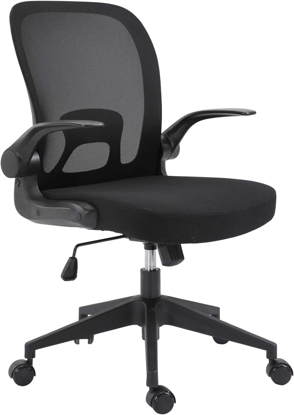 Cosyshow Lounge Folding Mid-Back Comfy Breathable Mesh Adjustable Height Ergonomic Swivel Office Task Work Executive Desk Chair (White-Black)