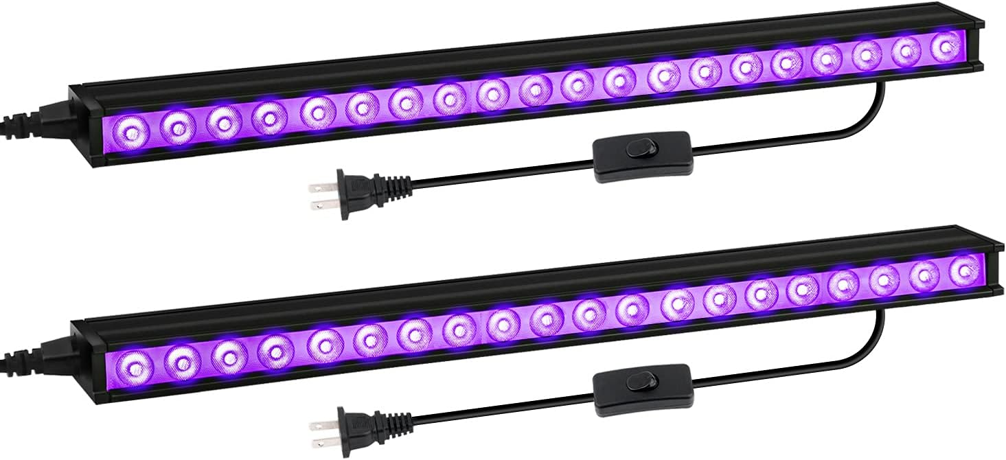 UV Black Lights 4 Pack, OPPSK LED Black Lights for Glow Party Lighting Stage, 395NM Power Linking UV Bar for Birthday Wedding Fluorescent Poster and Paint, Black Light Fixtures for Bedroom