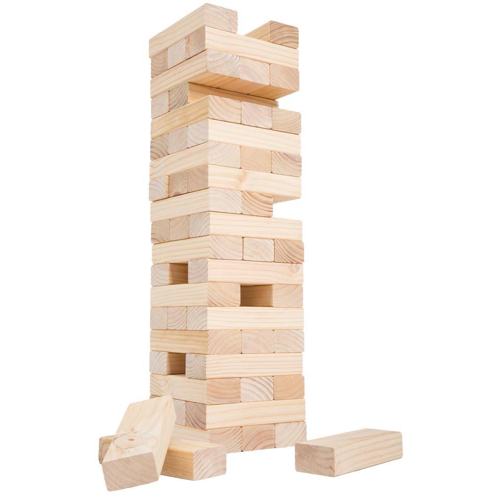 Hey! Play! Classic Giant Wooden Blocks Tower Stacking Game