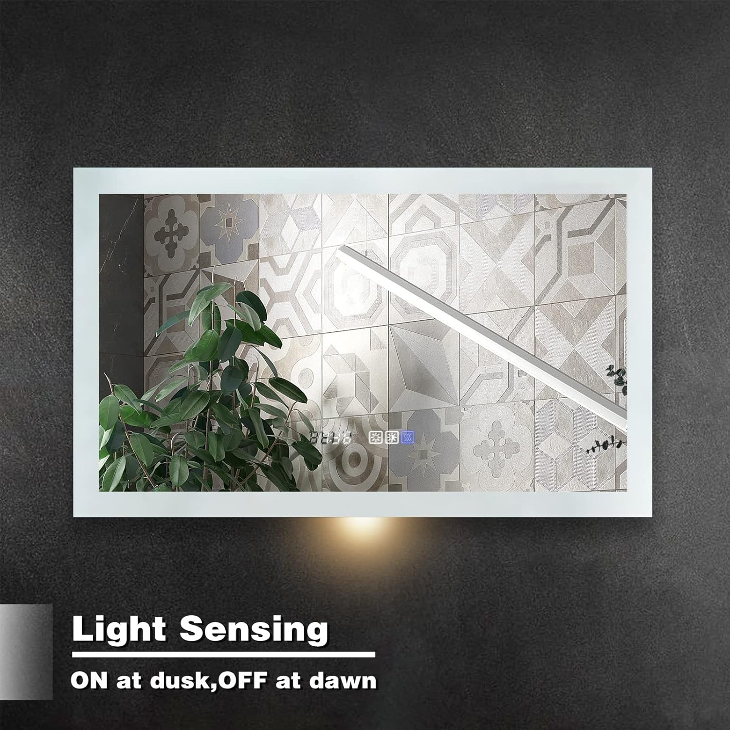 ExBrite LED Bathroom Vanity Mirror, 40 x 24 inch, Backlit,Anti Fog, Dimmable, Time,Temperature,Touch Button,Color Temper 3000K-6400K,90+ CRI, Waterproof IP44,Horizontal Wall Mounted Way&hellip;