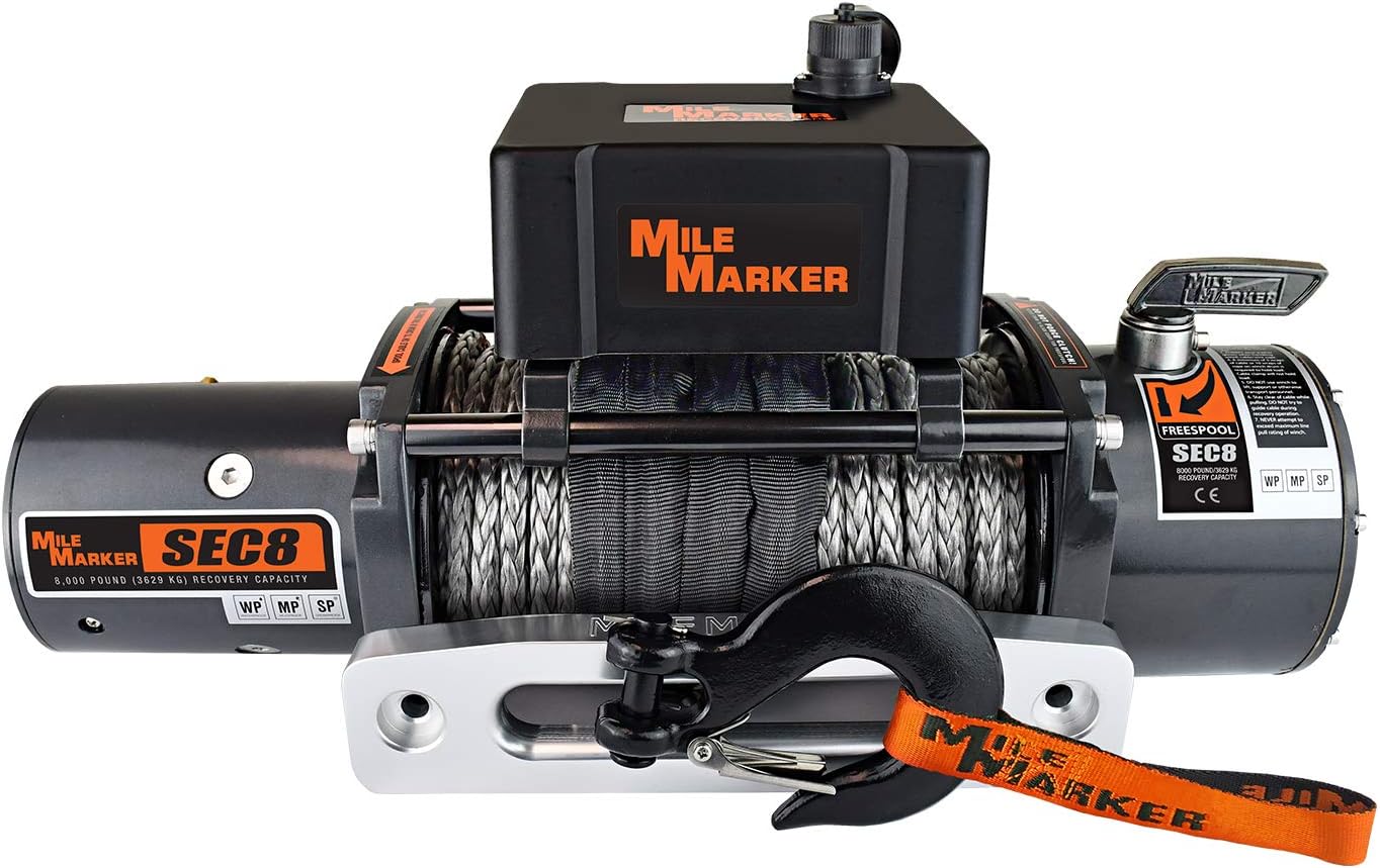 Mile Marker 77-53141W SEC8 Scout(ES) Truck/Jeep/SUV Element Sealed Electric Winch with Synthetic Rope - 8,000 lb. Capacity, 1 Pack