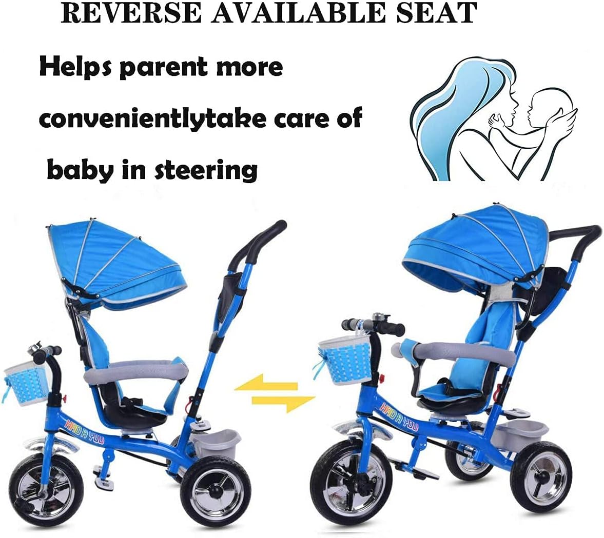 4 in 1 Kids Tricycles,3 Wheel Toddler Trike Tricycle,Baby Tricycle Push Stroller Bike with Foldable Pedals and Removable Canopy for Ages 1-3Years Old (Pink) Pack of 2