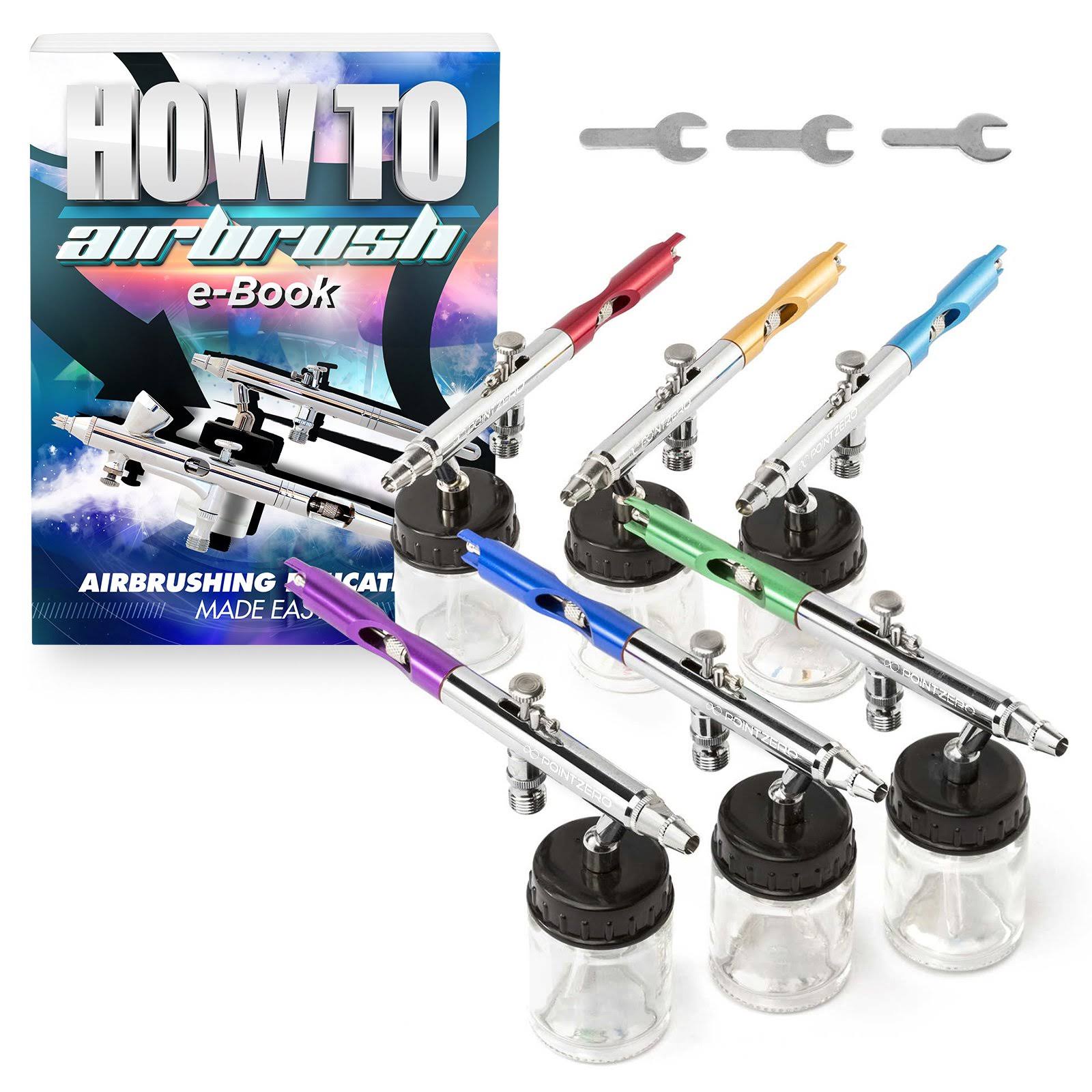 Pointzero Pz-12xs Dual-Action Six Airbrush Set w/Carry Case