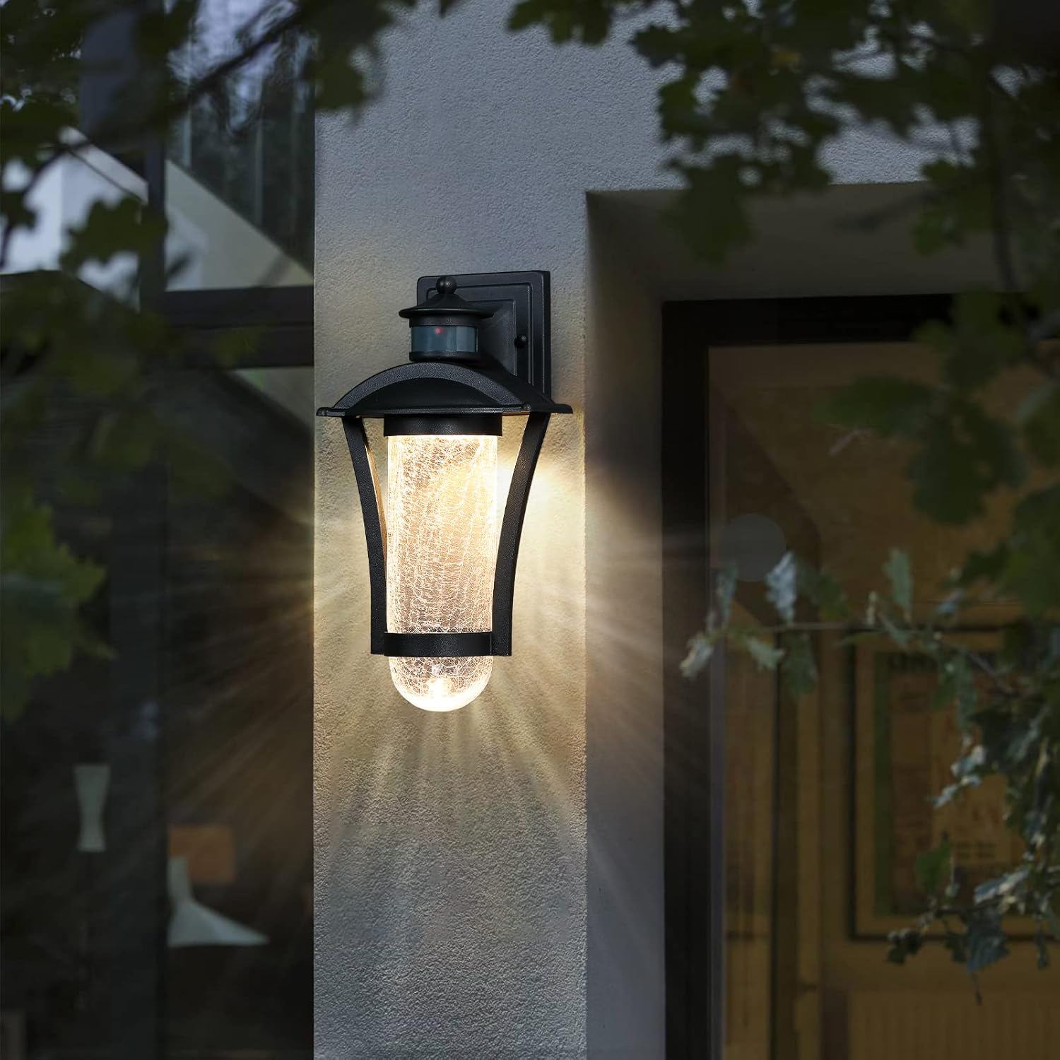 VICTOGATE Outdoor Wall Lights Dusk to Dawn Outdoor Lighting Motion Sensor Black Porch Lights for House, Front Porch LED Outdoor Light Fixtures Wall Lantern, Exterior Wall Sconce for Entryway Garage