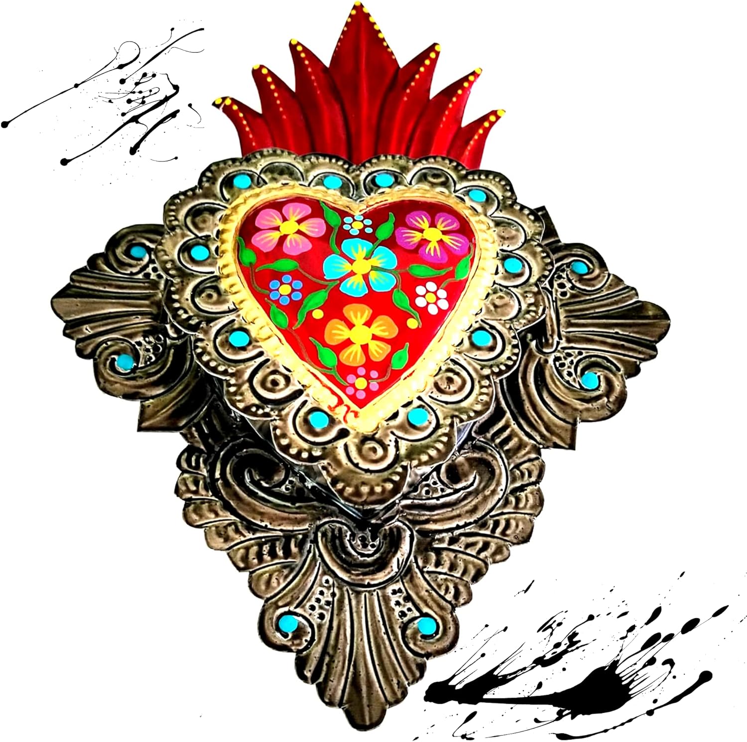 Mexican Heart Folk Art Wall Decor 8.5