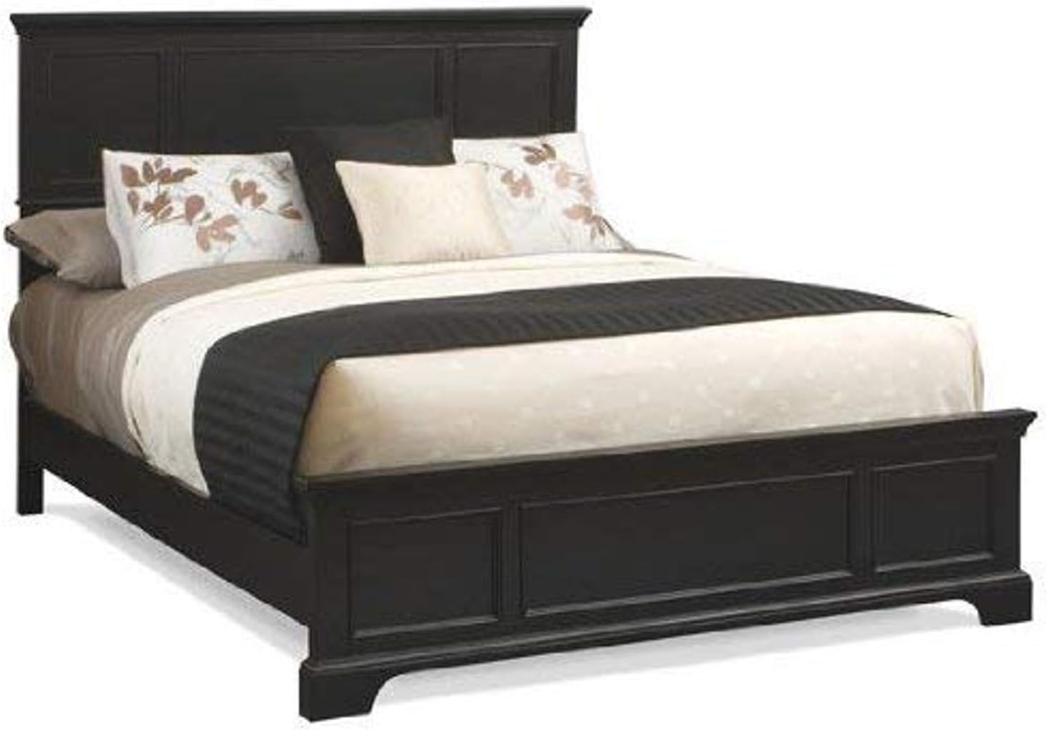 Homestyles Bedford Black Queen Bed Headboard 52 Inches Footboard 18 Inches Tall Hardwood Solids Ebony