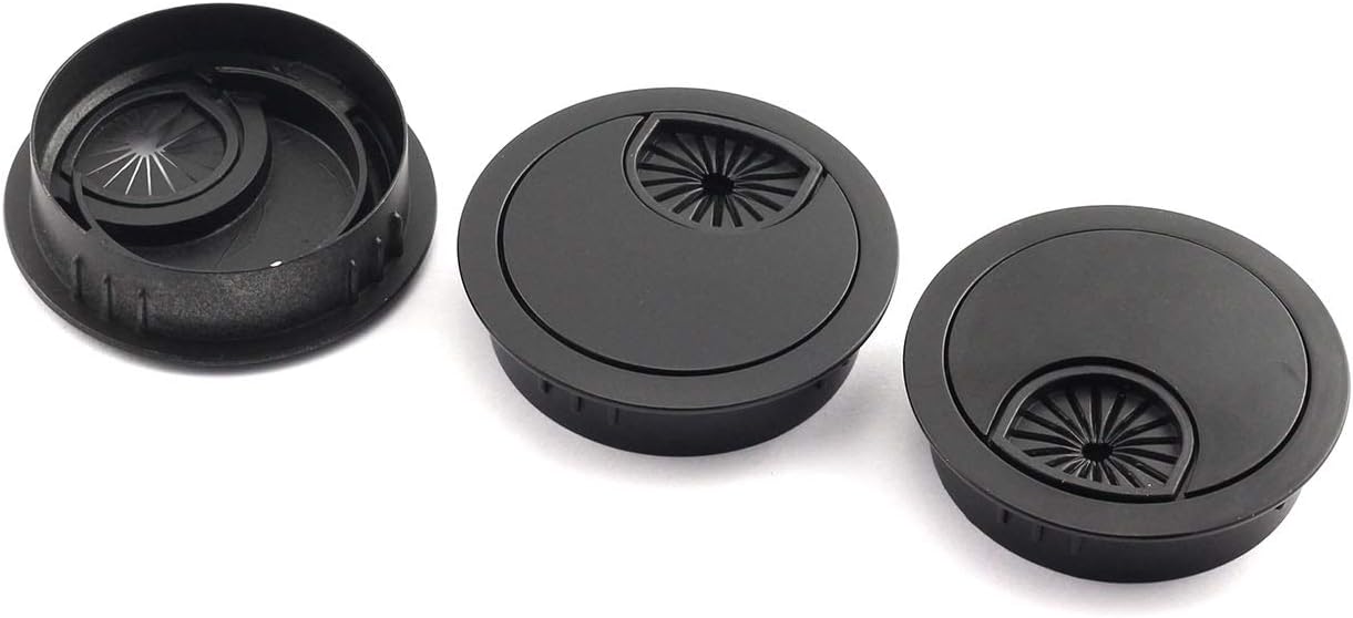 ZRM&E 3pcs 50mm Desk Table Grommet Zinc Alloy Line Holder Wiring Accessories Cable Wire Outlet Port Hole Cover Computer Wire Organizer Grommet Black