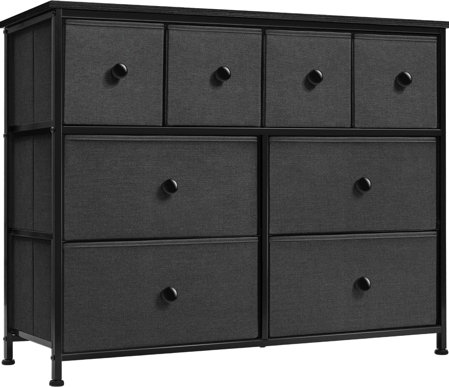 Sorbus Fabric Dresser for Bedroom - Chest of 8 Drawers, Storage Tower, Clothing Organizer, for Closet, for Living Room, Steel Frame, Fabric Bins - Knob Handle (Black)