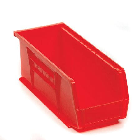 Akro-Mils Plastic Stacking Bin, 4-1/8 inchw x 10-7/8 inchd x 4 inchh, Red, Lot of 12 188013RD