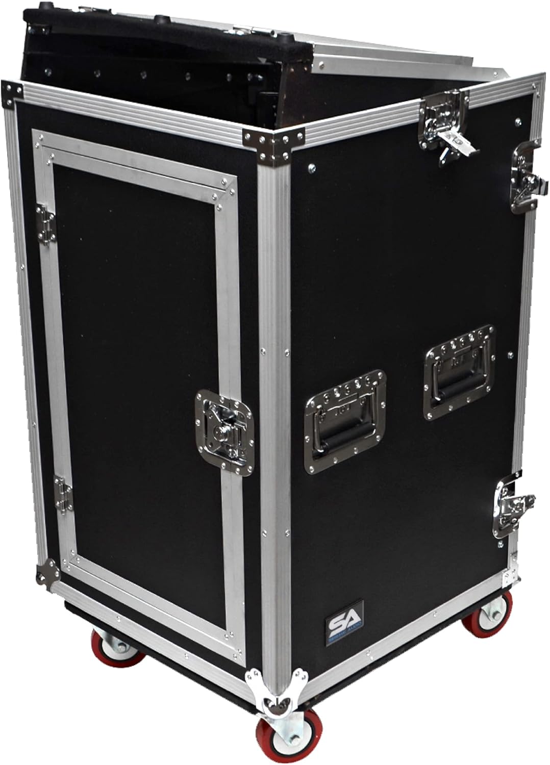 Seismic Audio - SAMRC-12U - 12 Space Rack Case with Slant Mixer Top and Casters - PA/DJ Pro Audio Road Case