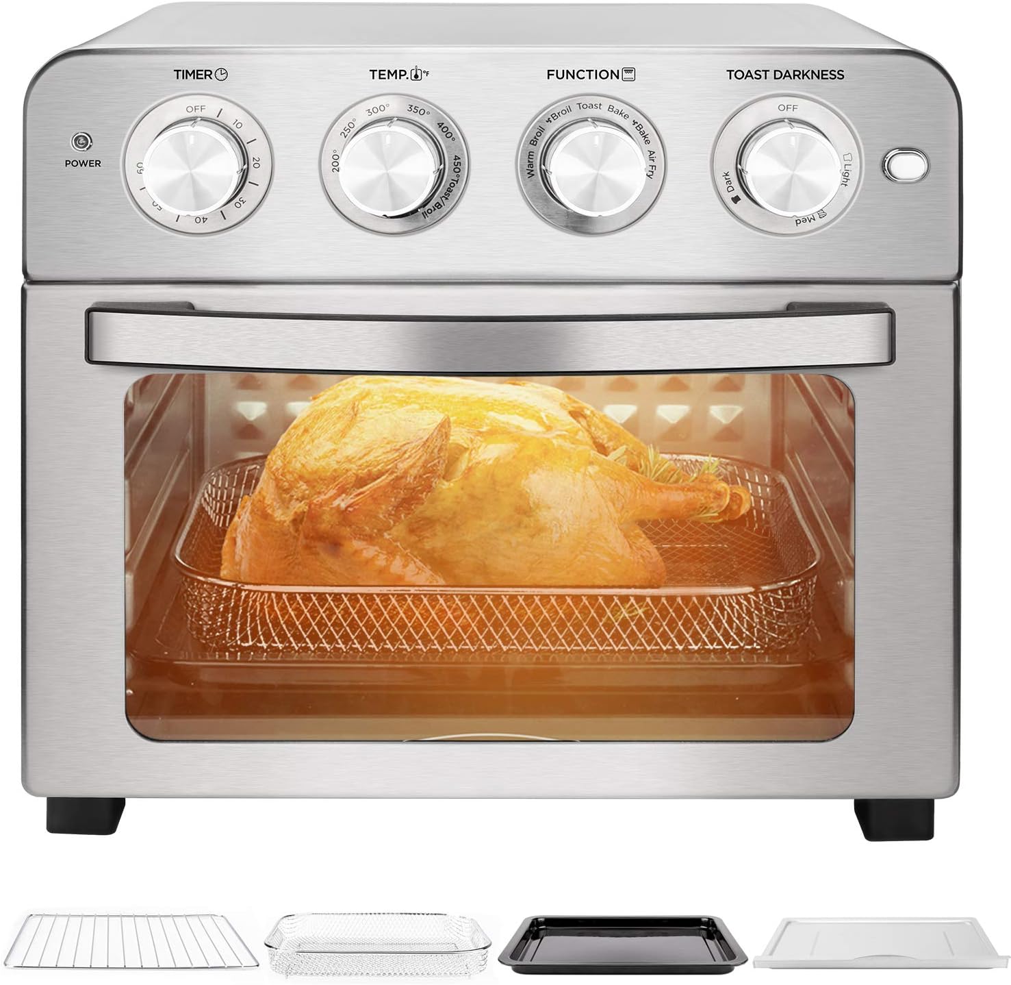 Schloß Air Fryer, 24Qt Toaster Oven, Multifunctional Convection Airfryer, Rotisserie & Dehydrator, 7 Presets Fry, Roast, Broil, Bake, Dehydrate, Reheat, Cooking Accessories Included, 1700W