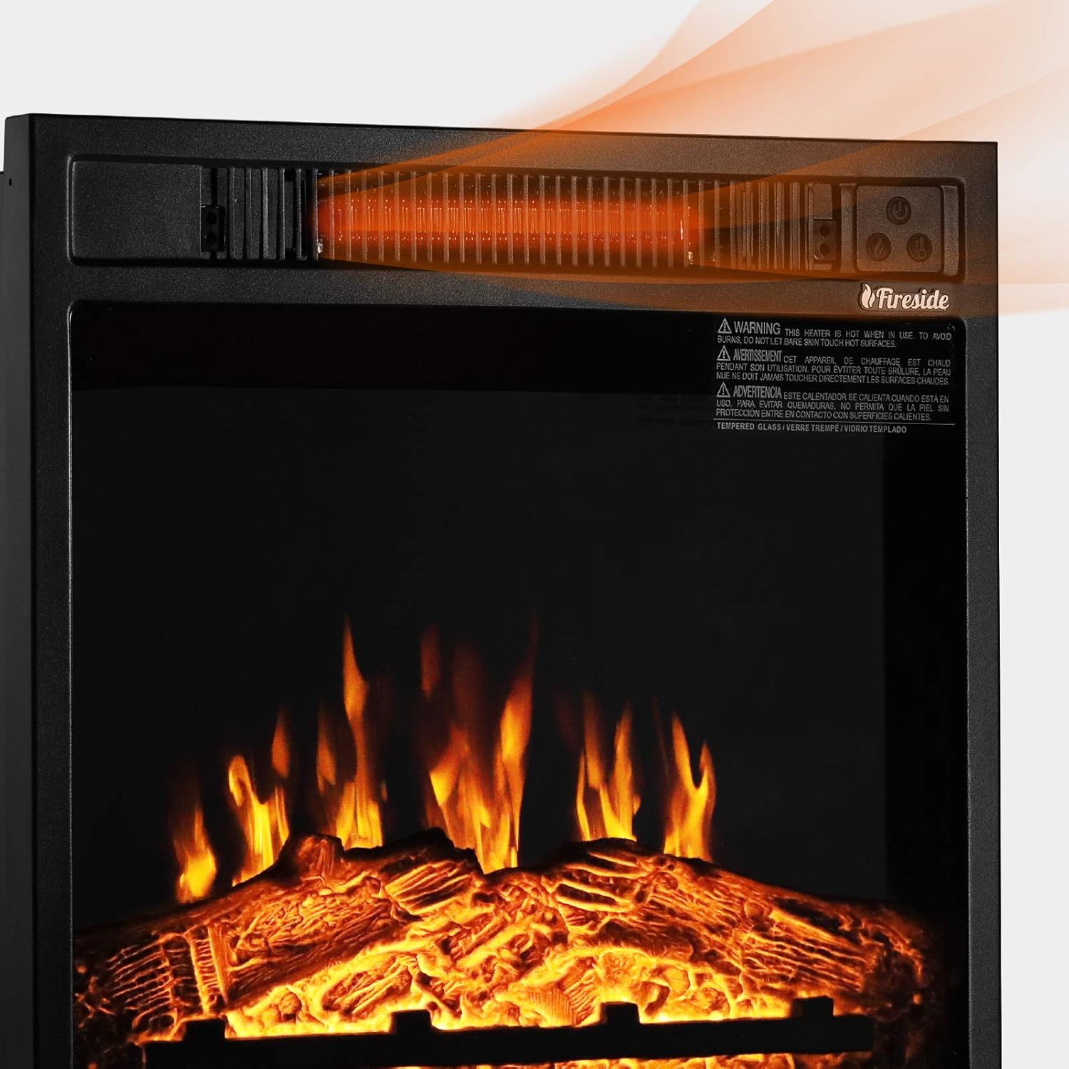 TURBRO Fireside FS18 Realistic Flames Electric Fireplace, Remote Control, 3 Adjustable Brightness Flames