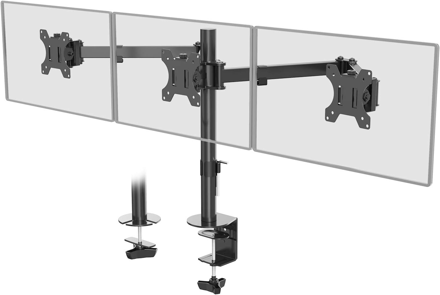 WALI Triple LCD Monitor Desk Mount Fully Adjustable Horizontal Stand Fits 3 Screens up to 24 inch, 15.4 lbs. Weight Capacity per Arm (M003S), Black Pack of 2