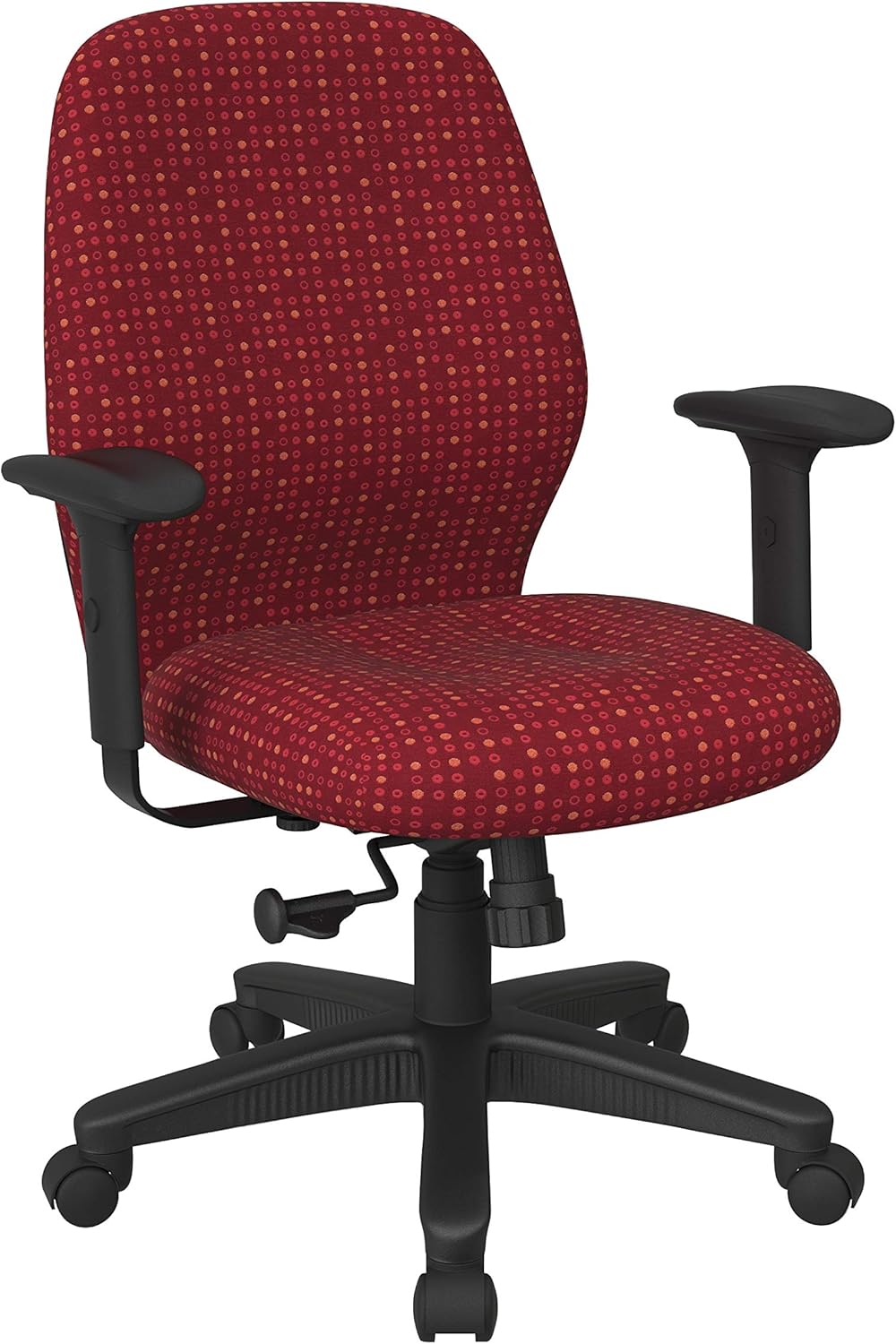 Office Star Ergonomic Mid Back Office Desk Chair with 2-to-1 Synchro Tilt Control and Adjustable Soft Padded Arms, Fine Tune Ruby Fabric