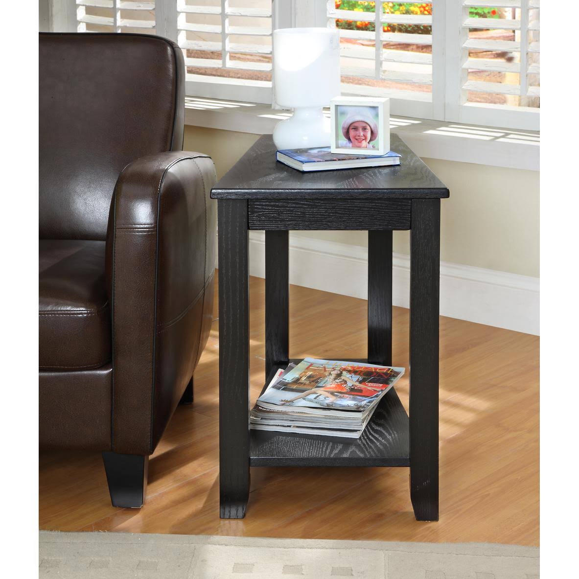 Lexiconhome Elwell Wedged Chairside Table, Black