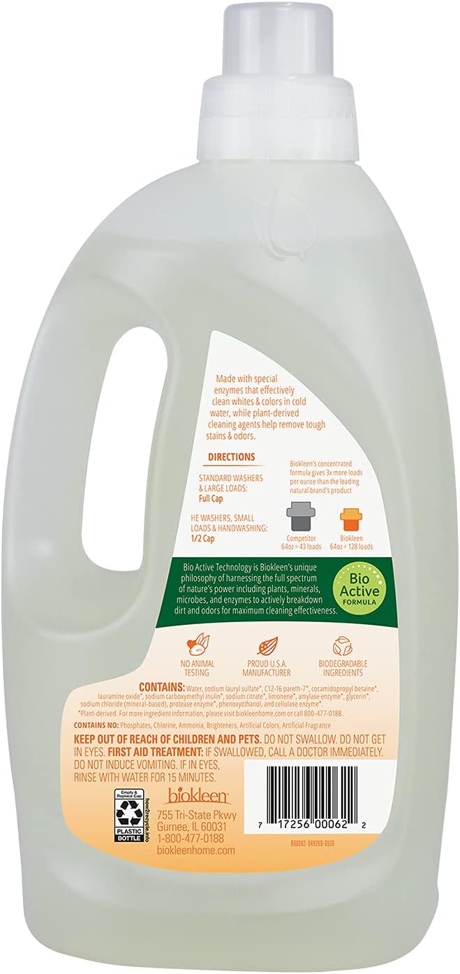 Biokleen Natural Laundry Detergent Liquid Cold Water 768 Loads - 6 Pack Pack of 2