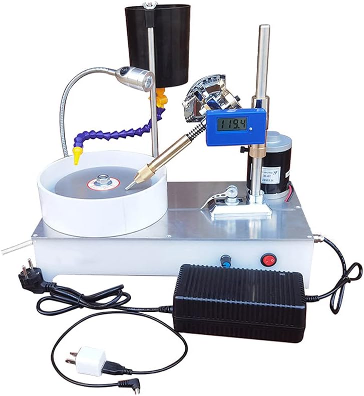 Gemstone Grinding Faceting Machine Faceted Gem Polishing Machine Jewelry Polisher Flat Grinder Lapidary Machine 2800RPM 120W (New Digital Display)