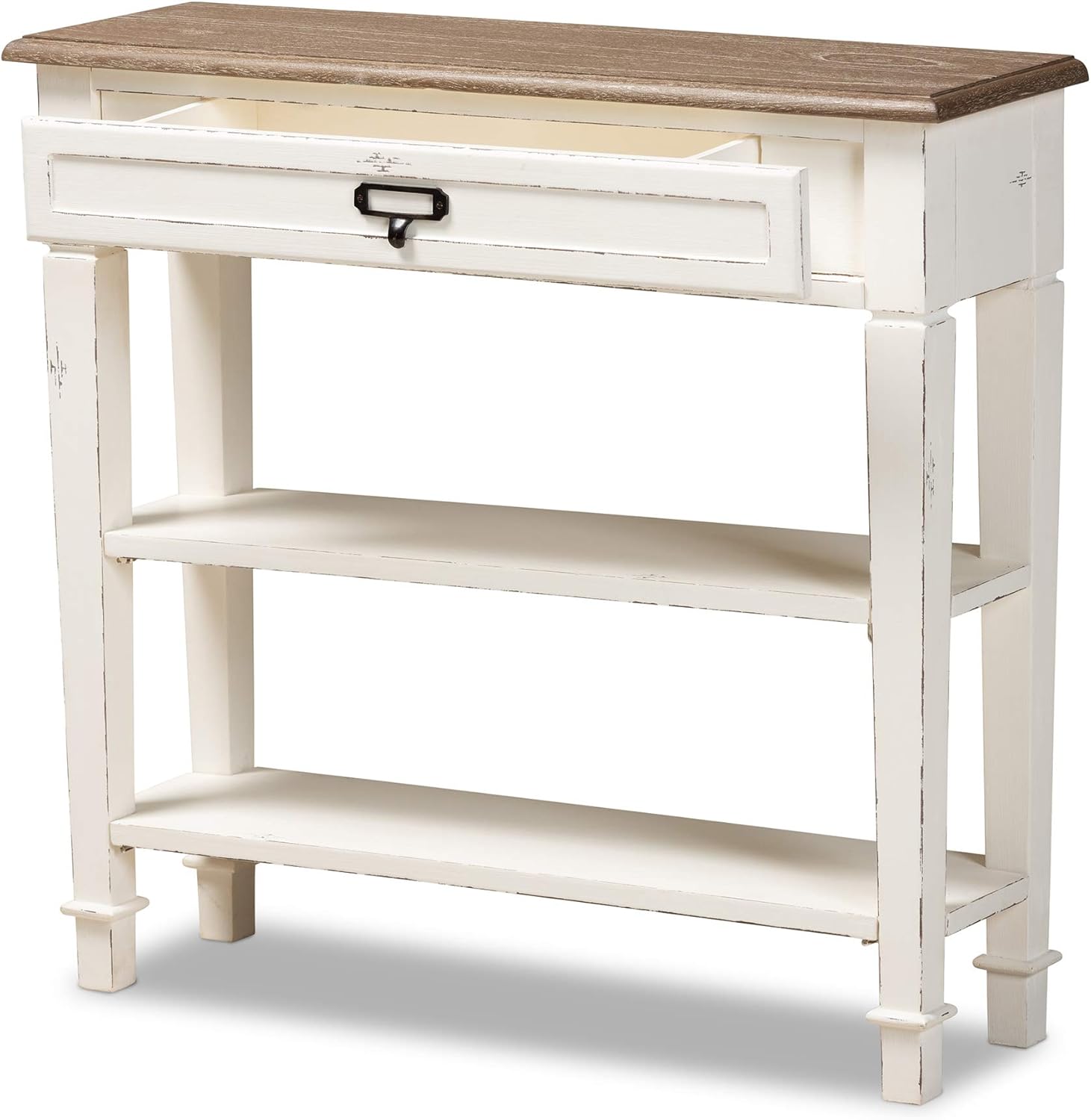 Baxton Studio Dauphine Traditional French 1-Drawer Accent Console Table, White