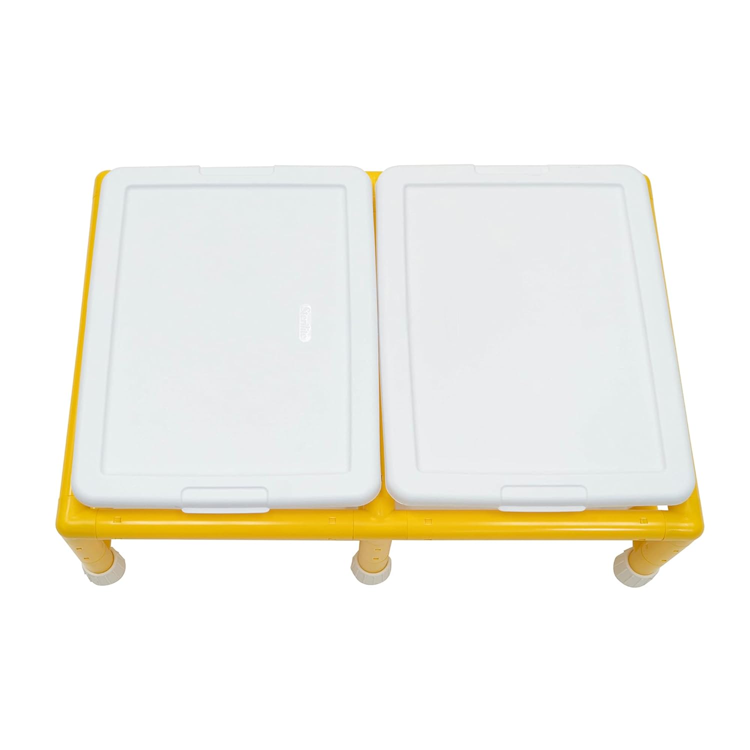 Children's Factory Mini Double Discovery Sensory Table for Kids, Clear-Yellow, CF905-134, Toddler Sand & Water Play Activity for Preschool or Daycare