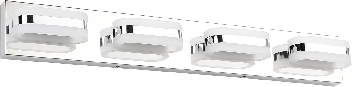 SOLFART Dimmable Bathroom Light Fixtures Led Vanity Light for Bathroom Modern Black 4 Lights 6000k Lighting Cool Light