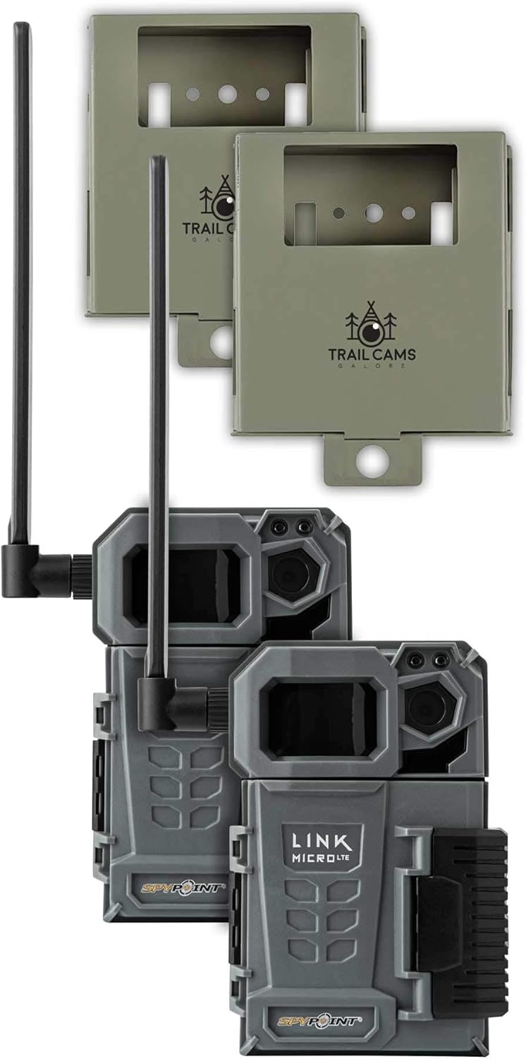 SPYPOINT Link-Micro-LTE Cellular Trail Camera Twin Pack with Two Security Steel Cases (Link-Micro-LTE-V)