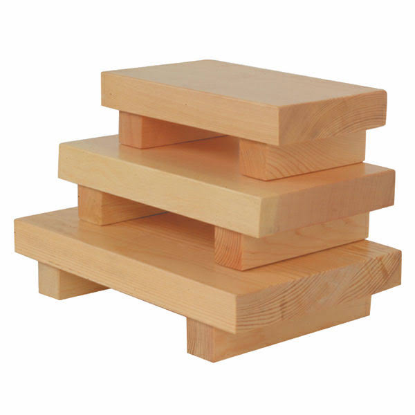 10 1/2x22 x 7x22 x 2 1/4x22 , Wood Sushi Plate Large,2 Packs