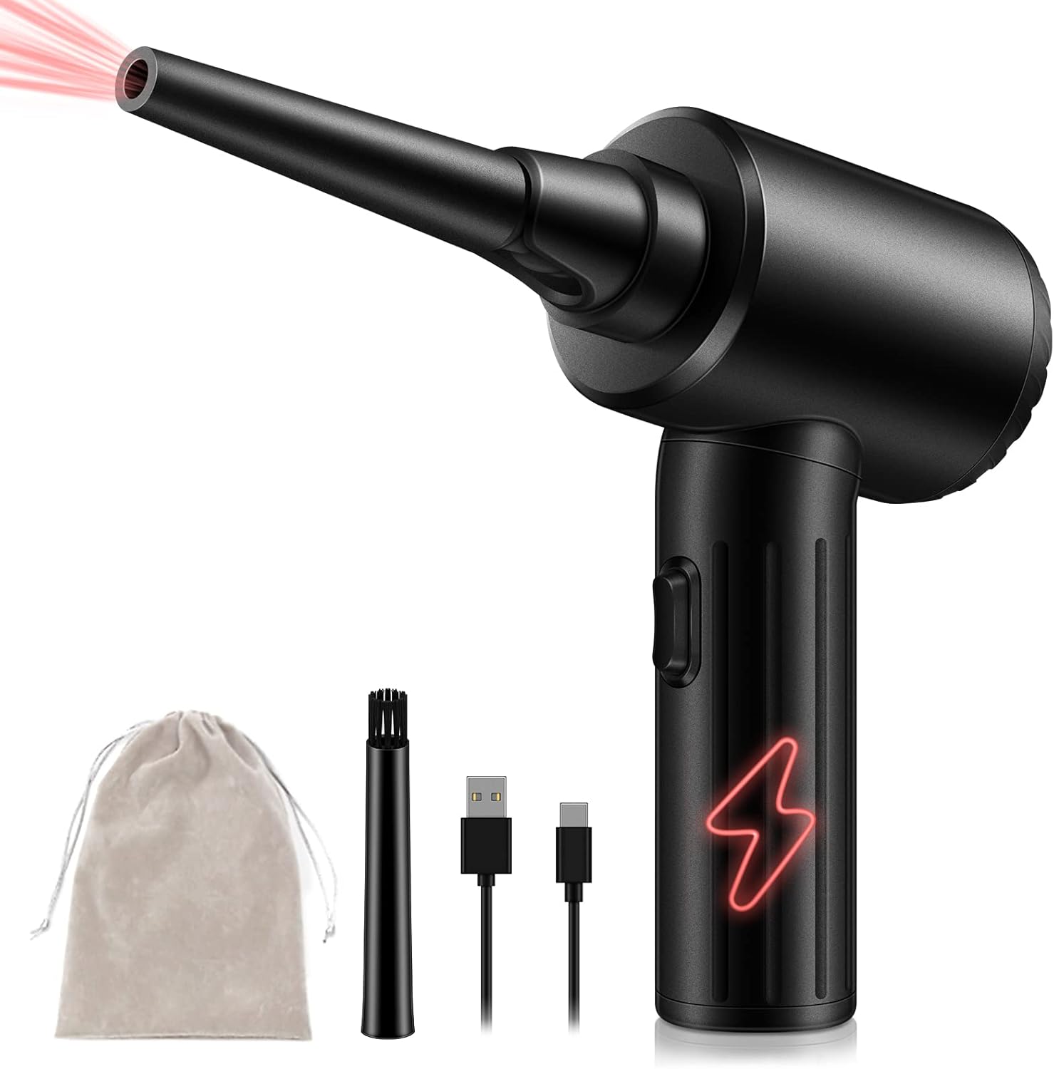 Strongest Electric Compressed Air Duster, 3-Gear Speed 50000-90000 RPM Cordless Air Duster, 7500mAh Rechargeable, 90W Keyboard Cleaner for PC Laptop Car Electronics, Replaces Air Cans