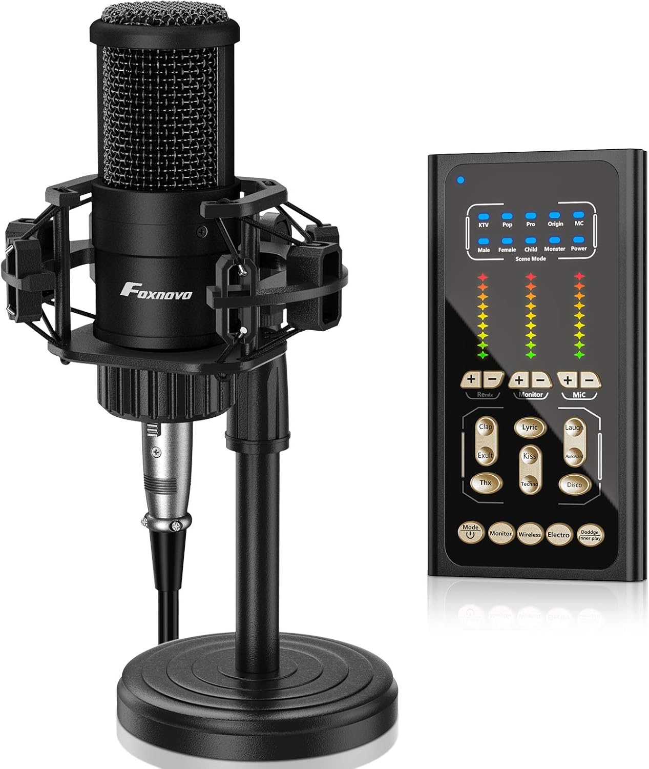 PC Podcast Microphone for Gaming Streaming Recording - Condenser Microphone with Mic Stand & Sound Card (Purple) Pack of 2