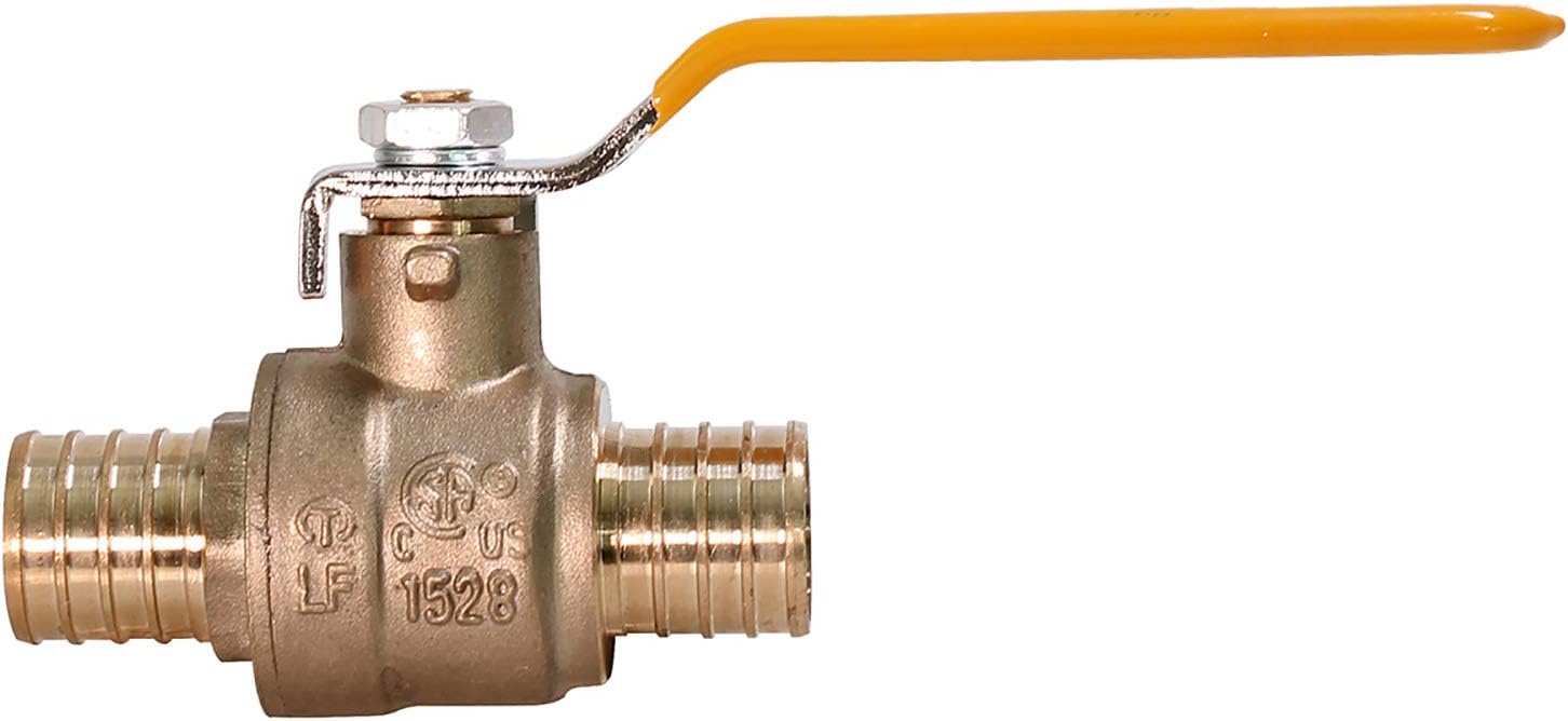 MIDLINE VALVE 800Q056 Full Port PEX Ball Valve 3/4 Inch Forged Brass Lead Free, 3/4 Pack of 2
