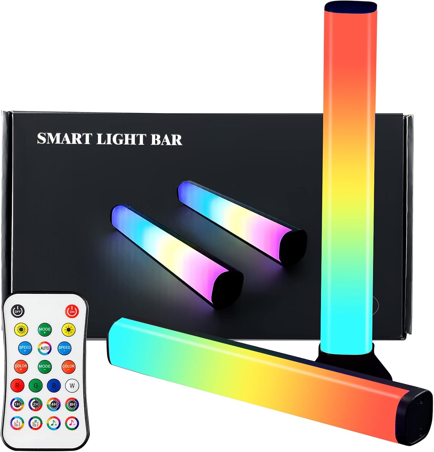 Smart LED Light Bars, TV LED Backlight with Multiple Scene Mode / Music Mode, Remote Control Monitor Backlight, RGBW LED Lights for TV, Gaming, Entertainment, Room Decoration, by IYFLLIM Pack of 2