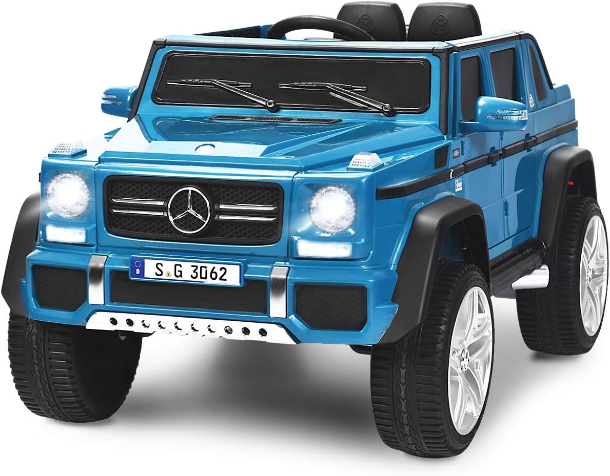 Costzon Ride on Car, Licensed Mercedes-Benz Maybach G650S, 12V Battery Powered Toy w/ 2 Motors, 2.4G Remote Control, 3 Speeds, Lights, Horn, Music, Truck, Electric Vehicle for Kids (White)