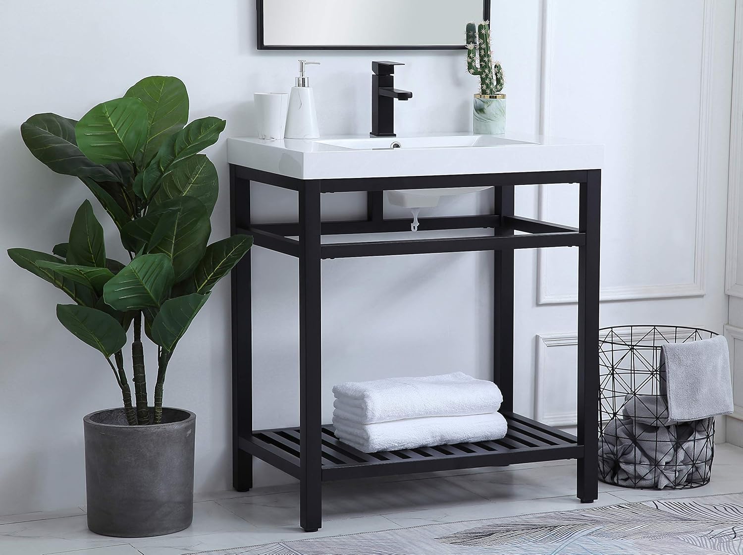 Elegant Decor 30 inch Single Bathroom Metal Vanity in Black