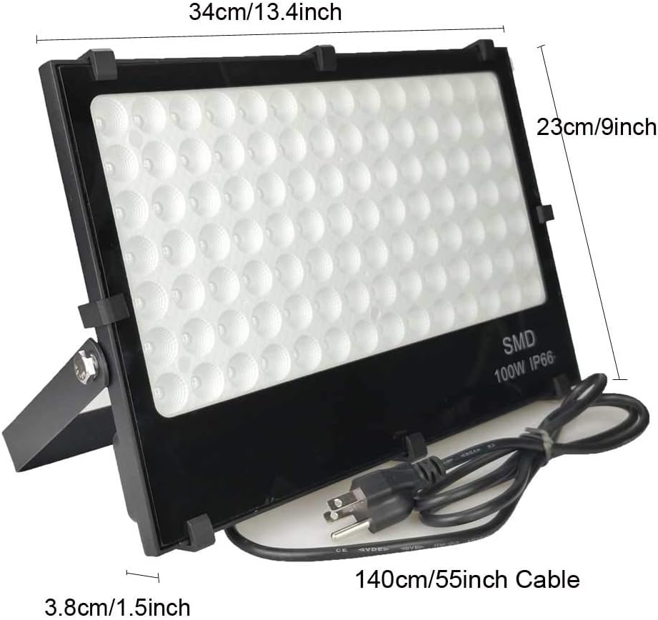 QUANS 110V 100W Slim Waterproof Ultra Violet UV LED Flood Black Light Blacklight for Party Supplies, Glue Curing, Neon Glow, Glow in The Dark, with US Plug
