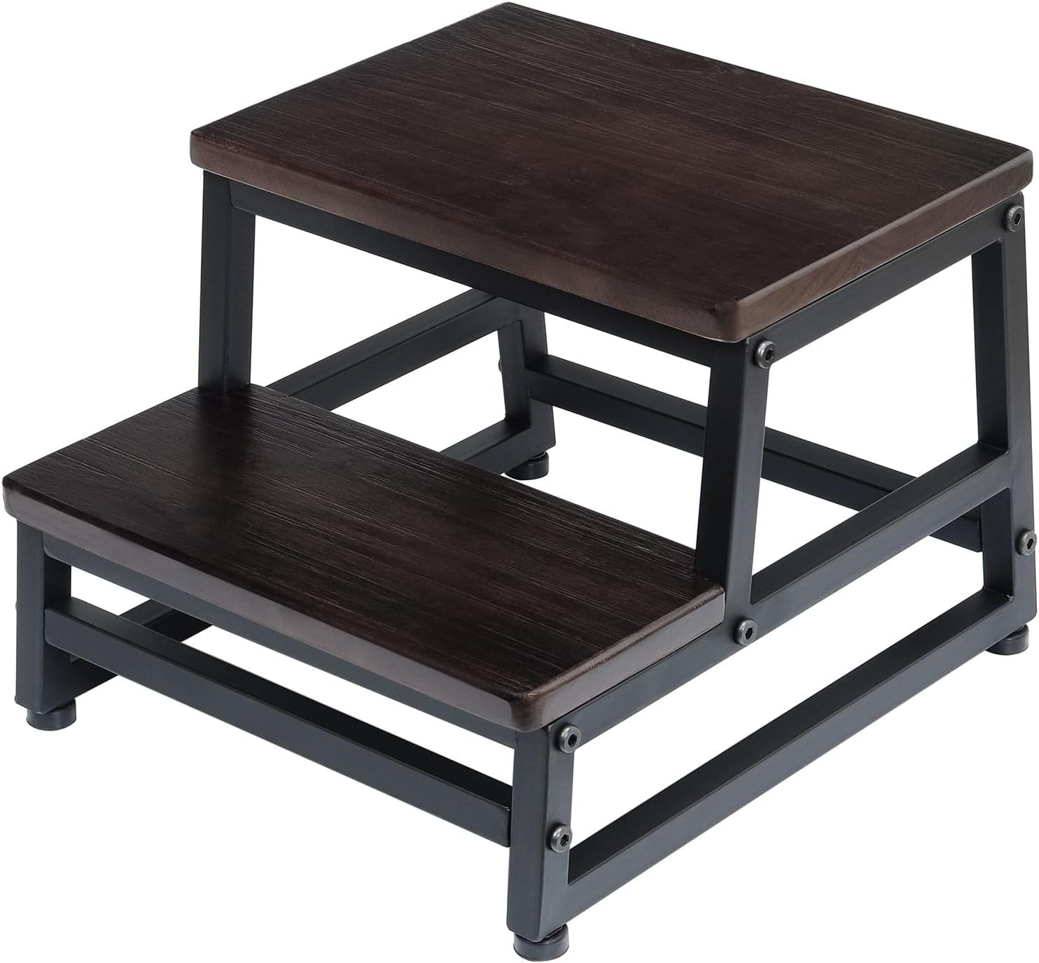 Wooden Bed Steps for High Beds, Holds Up to 500lb - Assembly Required (Ebony) Pack of 2