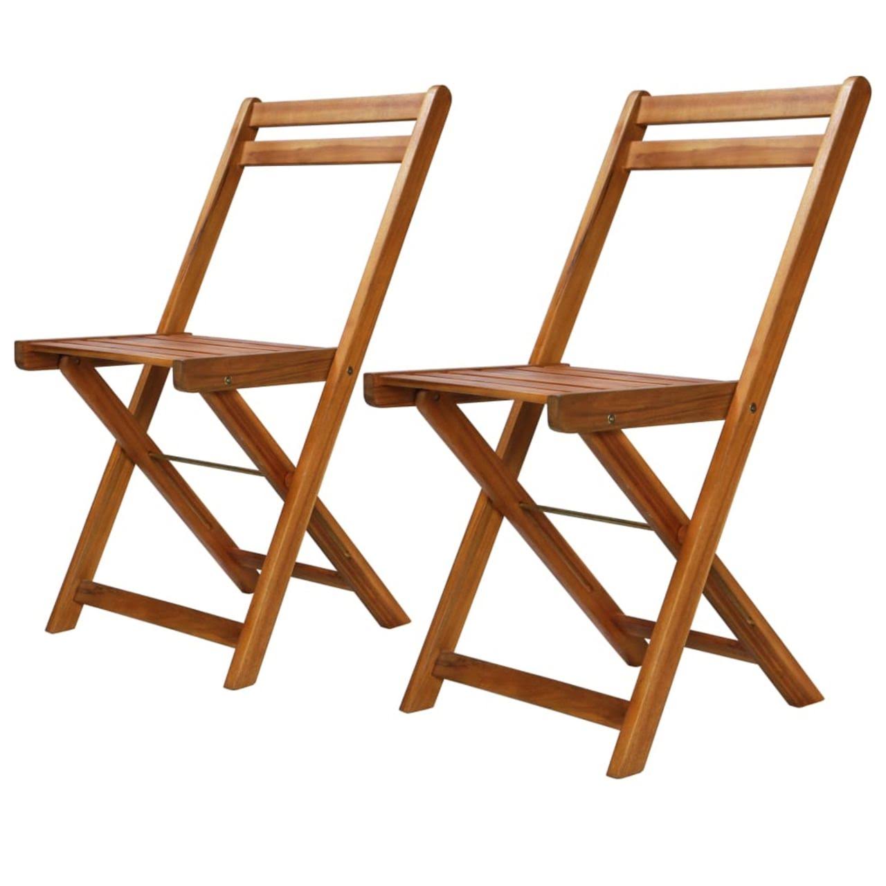 vidaXL Outdoor Bistro Chairs 2 Pcs Solid Acacia Wood, 44012