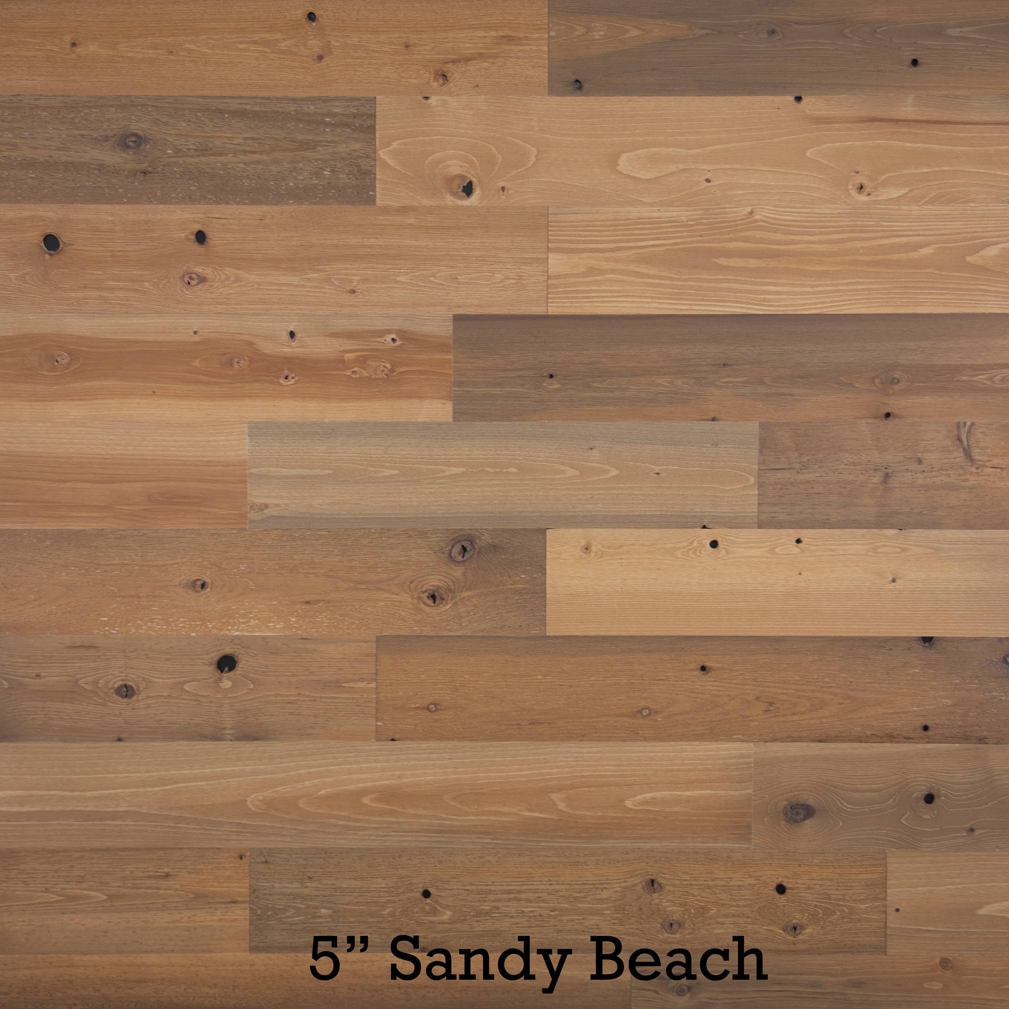 Timberchic Reclaimed Wooden Wall Planks - Peel and Stick Application (Sandy Beach) - 40 Sq. ft. - 5x22 Width