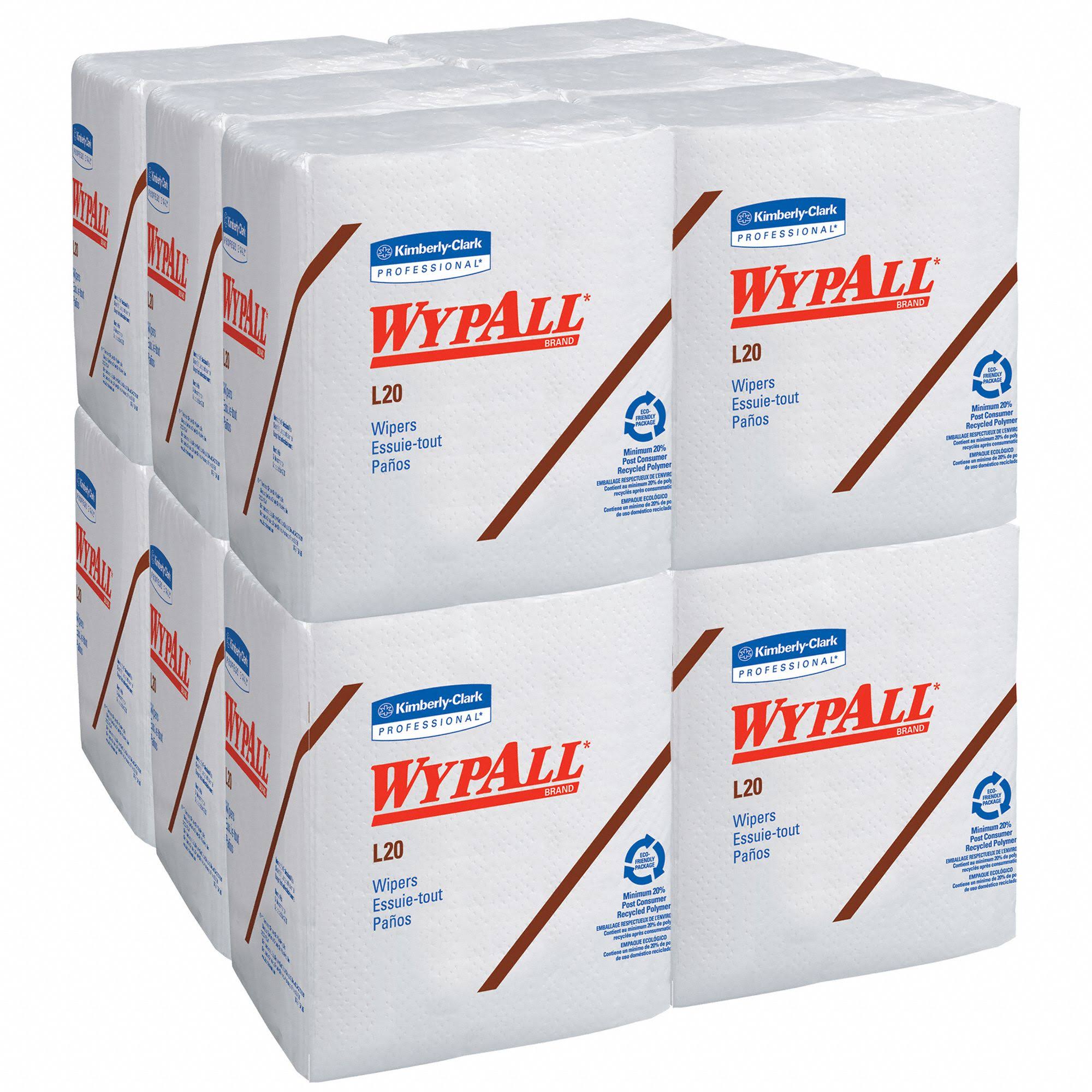 Wypall L20 Wipers, 1/4 Fold, White, 68 per Pack
