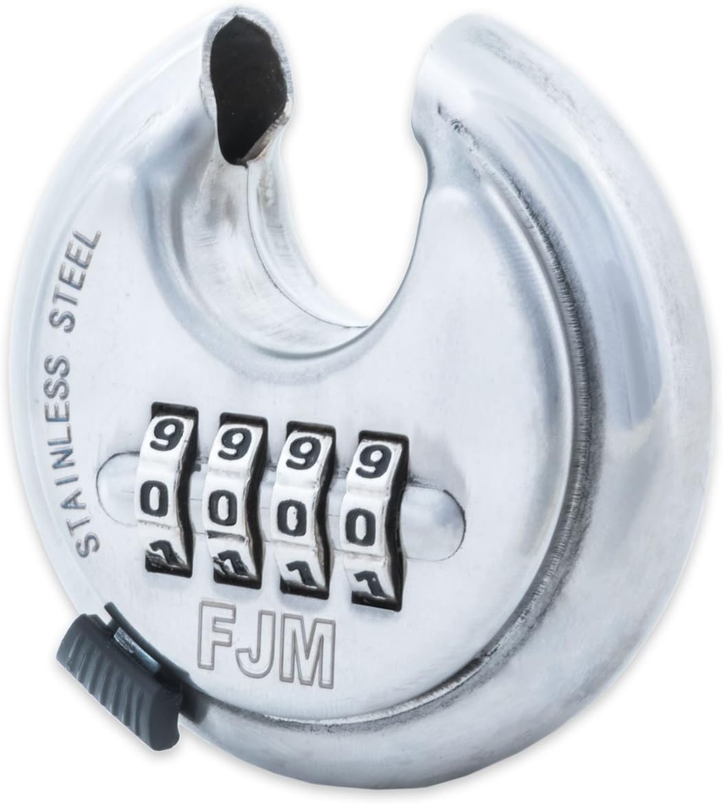 FJM Security SX-790 4-Dial Combination Disc Padlock, Chrome - 10 Pack