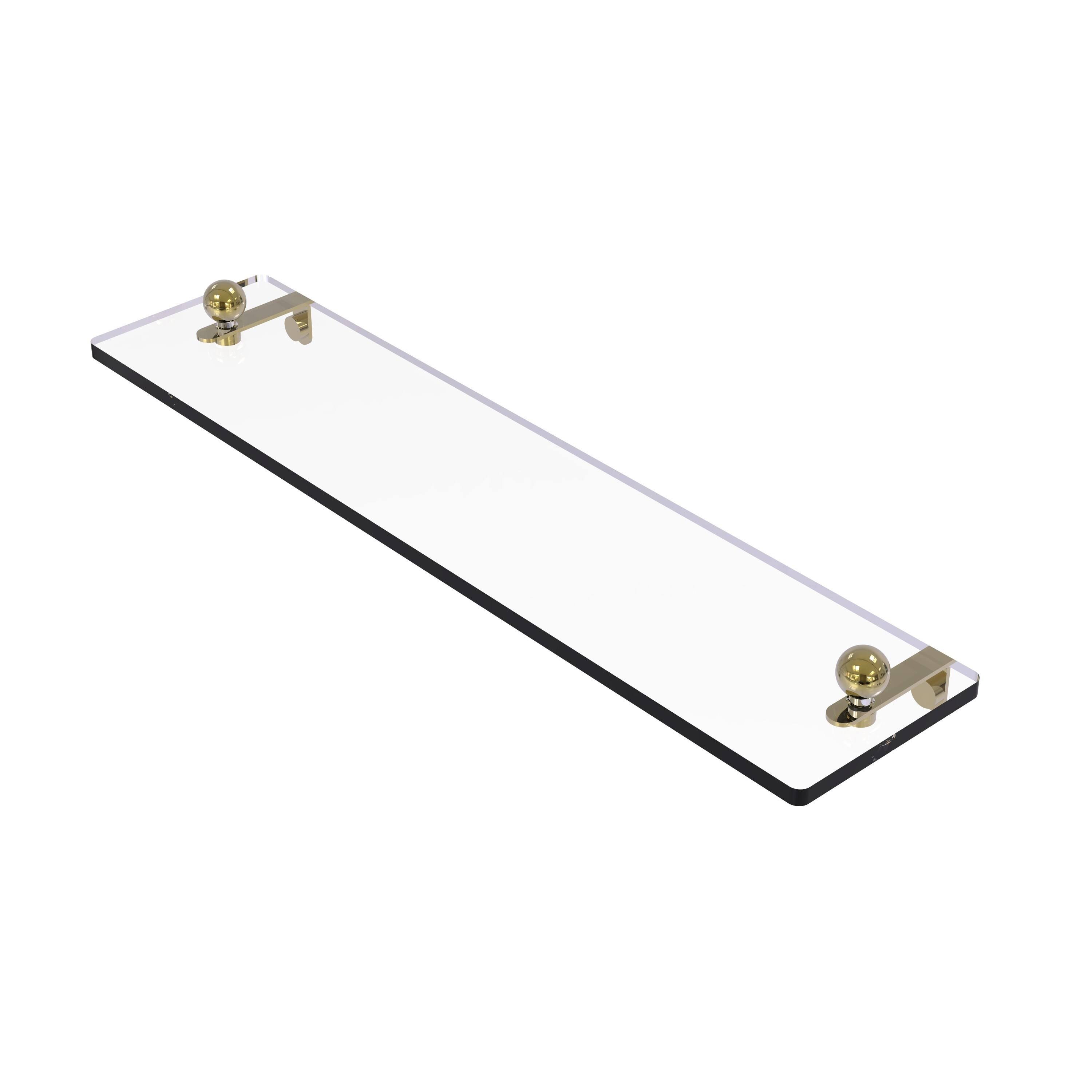 Allied Brass 22x22 Glass Vanity Shelf with Beveled Edges Unlacquered Brass